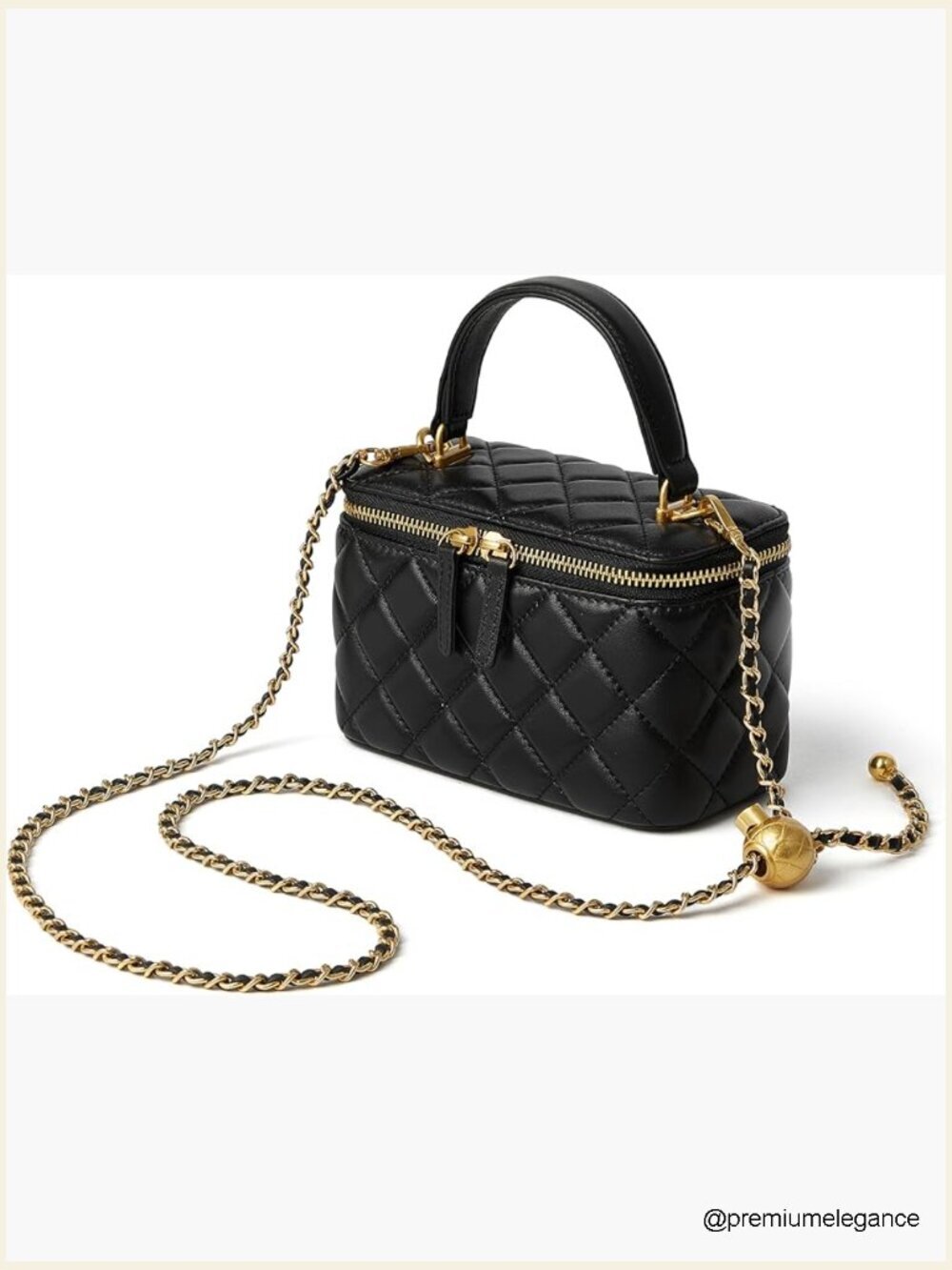 Small Quilted Lambskin Leather Crossbody Bag with Chain Strap